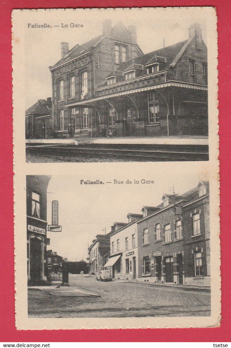 Falisolle - La Gare Et Rue De La Gare ... 2 Vues ( Voir Verso ) - Sambreville