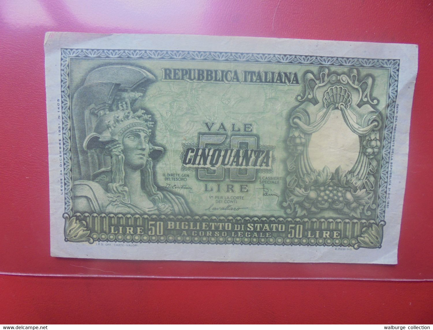 ITALIE 50 LIRE 1951 Signature "B" Circuler Belle Qualité - 50 Liras