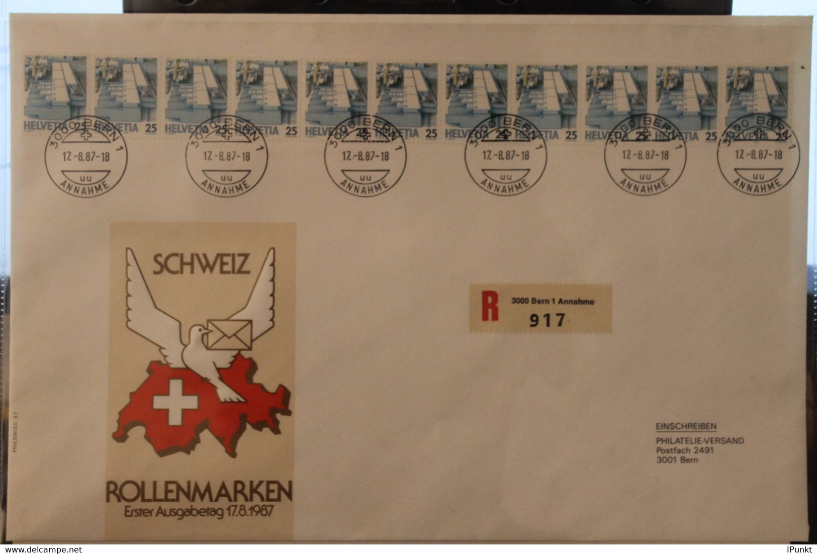 Schweiz 1987, FDC 11er Streifen Auf R-Brief - Rouleaux