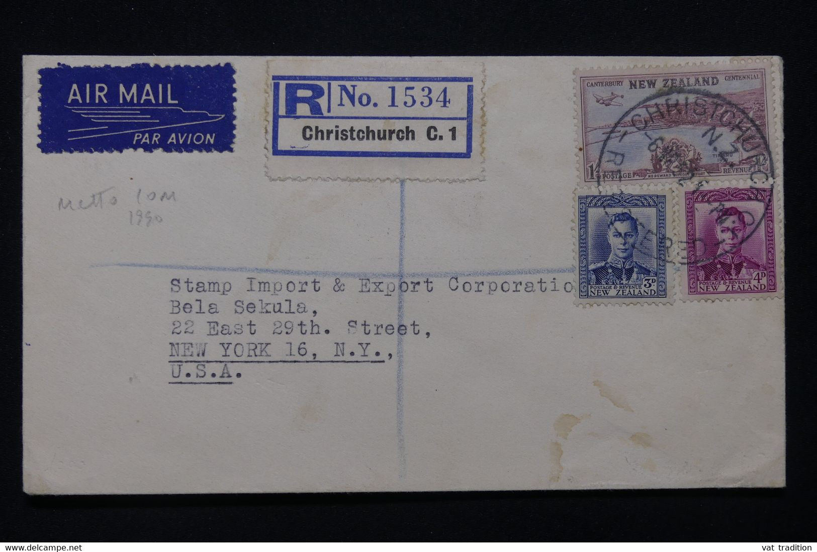 NOUVELLE ZÉLANDE - Enveloppe En Recommandé De Christchurch Pour Les USA En 1952 - L 113512 - Storia Postale