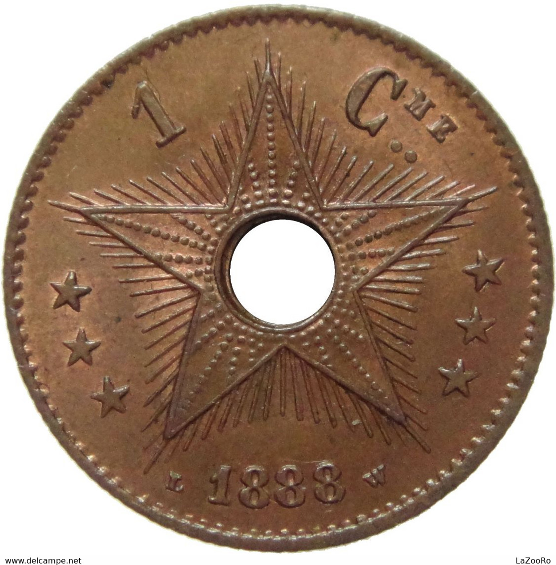 LaZooRo: Belgian Congo 1 Centime 1888 UNC / BU Rare - 1885-1909: Leopold II