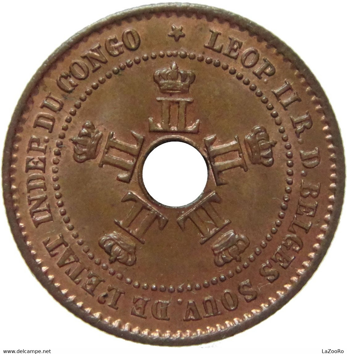 LaZooRo: Belgian Congo 1 Centime 1888 UNC / BU Rare - 1885-1909: Leopoldo II