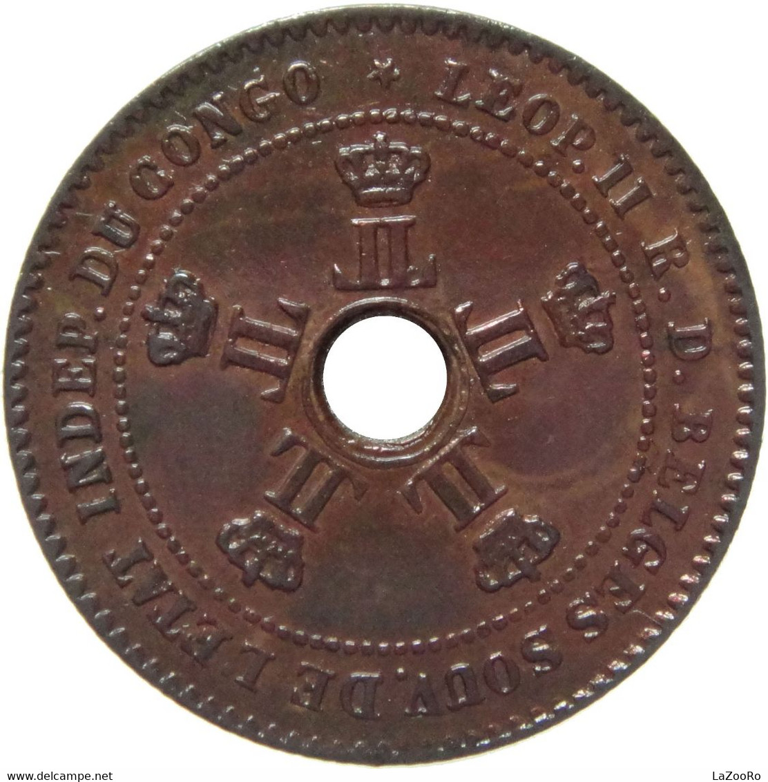 LaZooRo: Belgian Congo 2 Centimes 1888 UNC Rare - 1885-1909: Leopold II