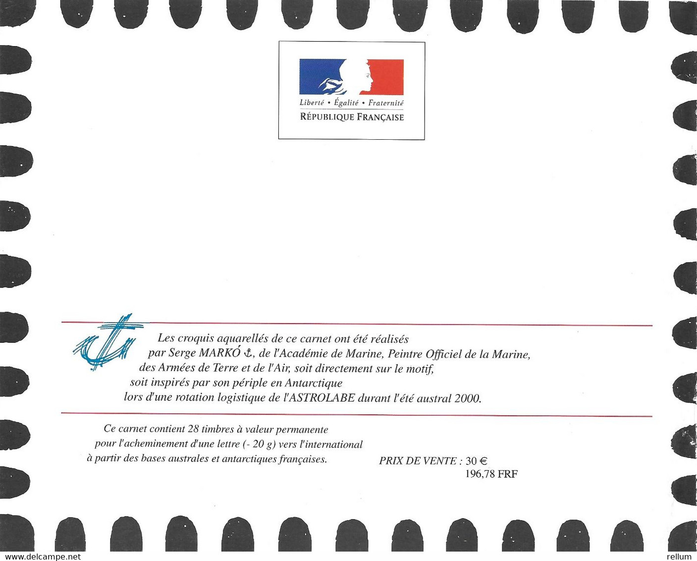 TAAF 2001 carnet - Yvert Nr. C308 (2x 308/321) - Michel Nr. MH 459/472  **