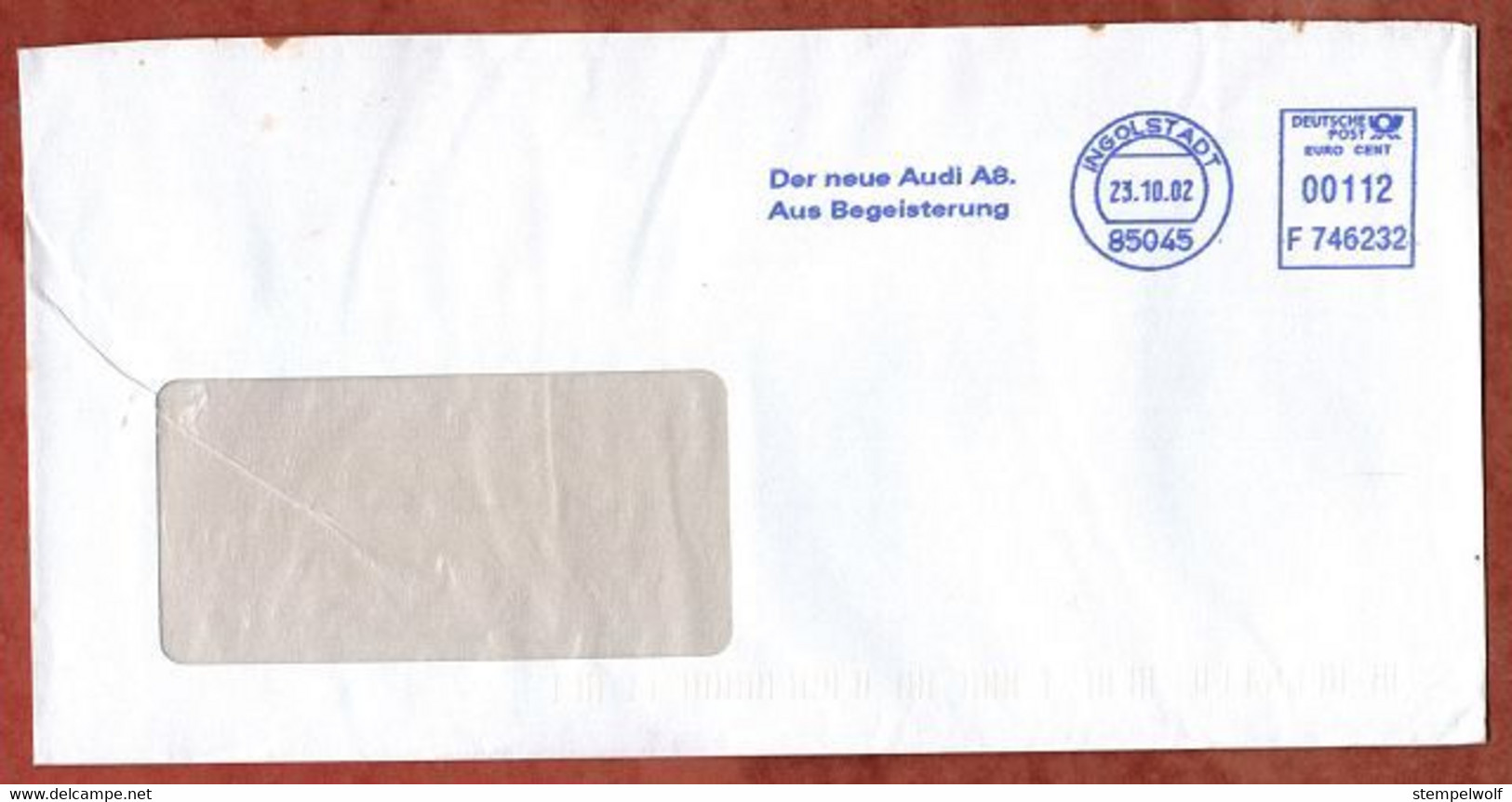 Brief, Francotyp-Postalia, Audi A 8 Ingolstadt, 2002 (6425) - Máquinas Franqueo (EMA)