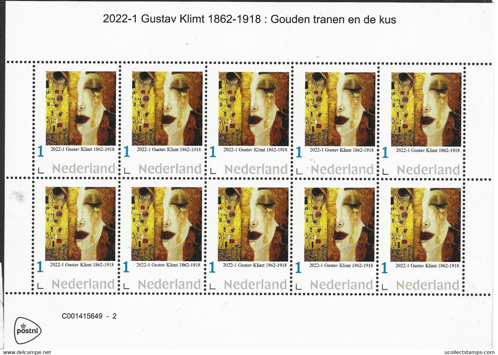 Nederland  2022-1  Gustav Klimt Schilderij  Painting  Vel-sheetlet      Postfris/mnh/neuf - Ongebruikt