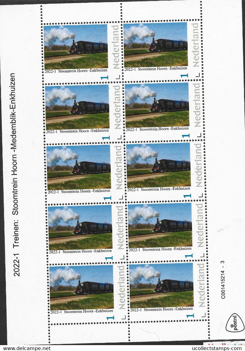 Nederland  2022-1  Treinen  Hoorn-Enhhuizen Stoomtrein  Steamtrain    Vel-sheetlet    Postfris/mnh/neuf - Unused Stamps