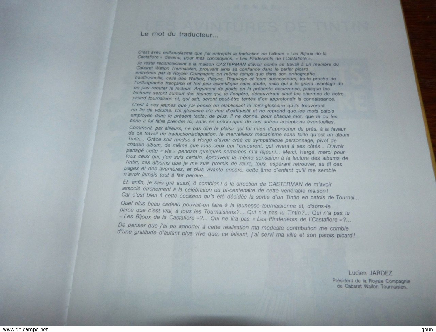 Hergé Tintin Les Avintures De Tintin Les Pinderleots De L'Castafiore - Edition En Wallon Picard Tournaisien - 1980 - Stripverhalen & Mangas (andere Talen)