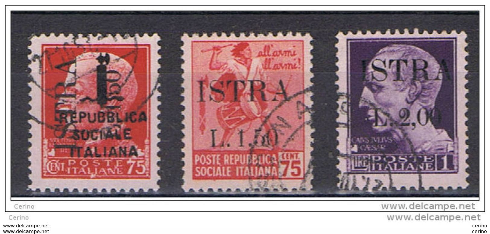 ISTRIA:  1945  OCCUPAZIONE  JUGOSLAVA  -  SOPRASTAMPATI   3  VAL. US. -  SASS. 27 + 28 + 30 - Occup. Iugoslava: Istria