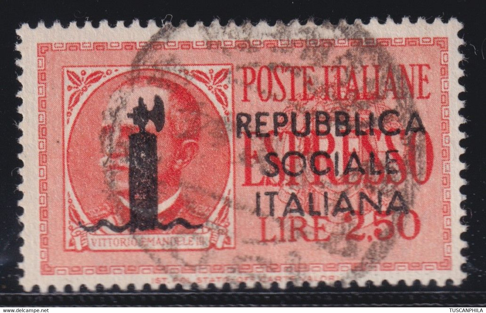 Repubblica Sociale 1944 Espressi Roma 2,50 Arancio Sass. 22 Usato NQ Firmato Ray + Oliva - Posta Espresso