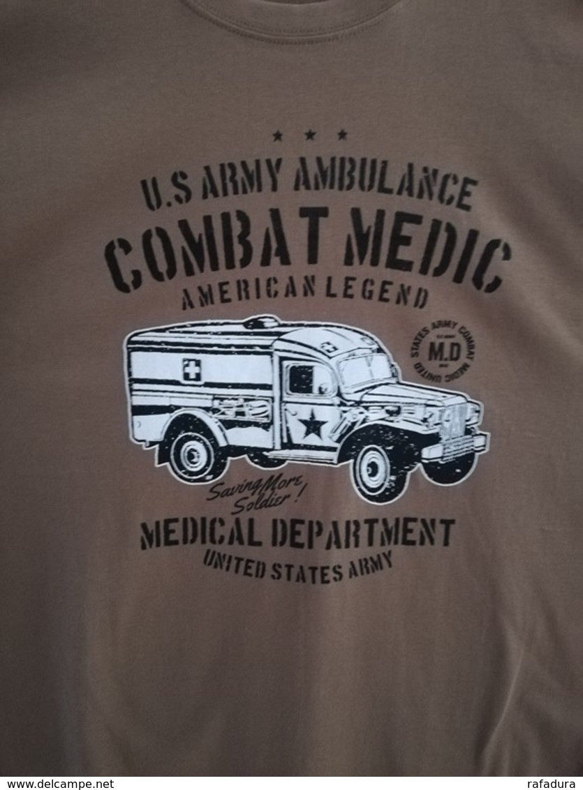 T SHIRT Beige Kamel DODGE WC 54 AMBULANCE COMBAT MEDIC WW2 US ARMY MEDICAL Dpt TEE - Véhicules