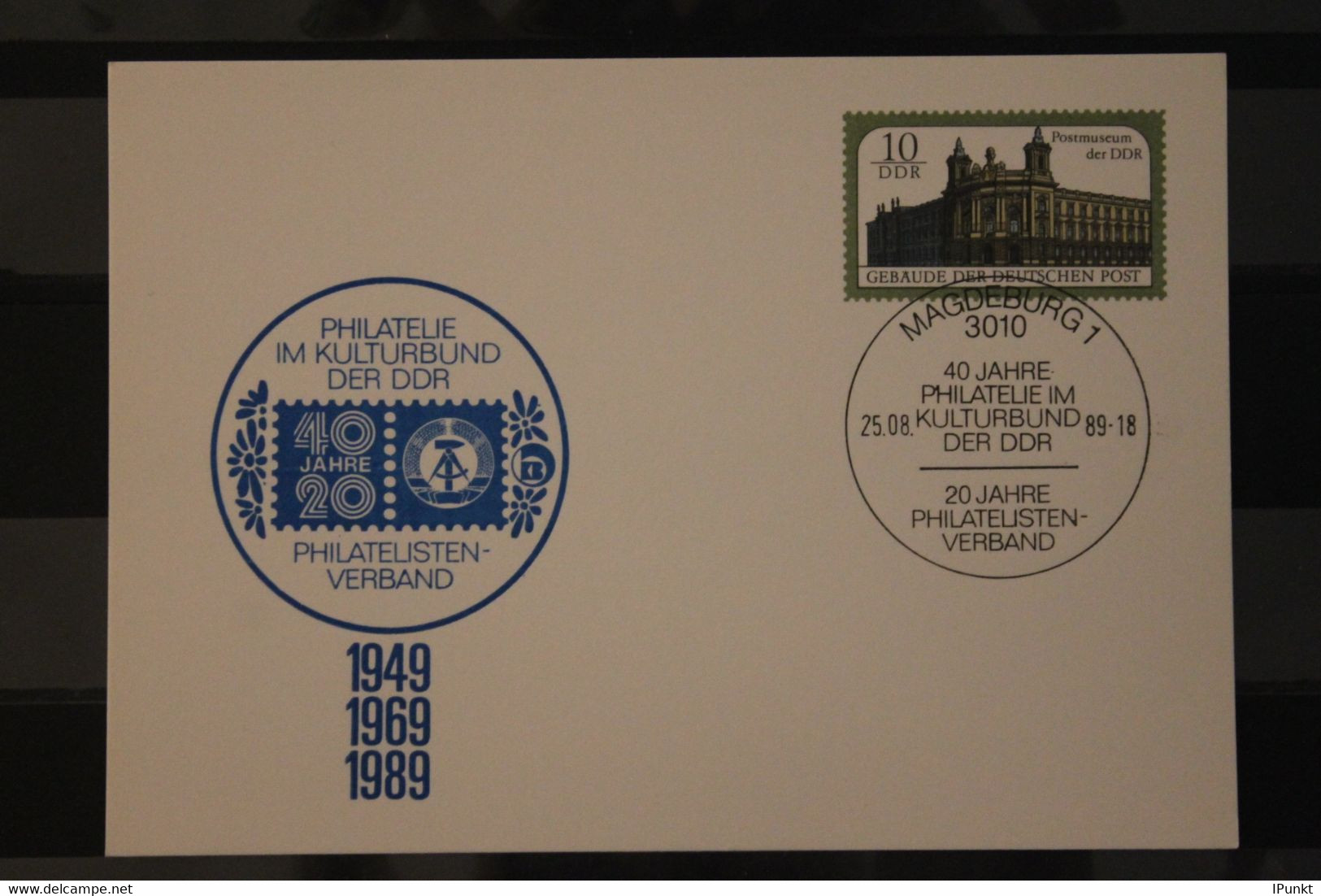 DDR 1989, Ganzsache Mit Zudruck: Philatelistenverband, Magdeburg - Cartoline Private - Usati