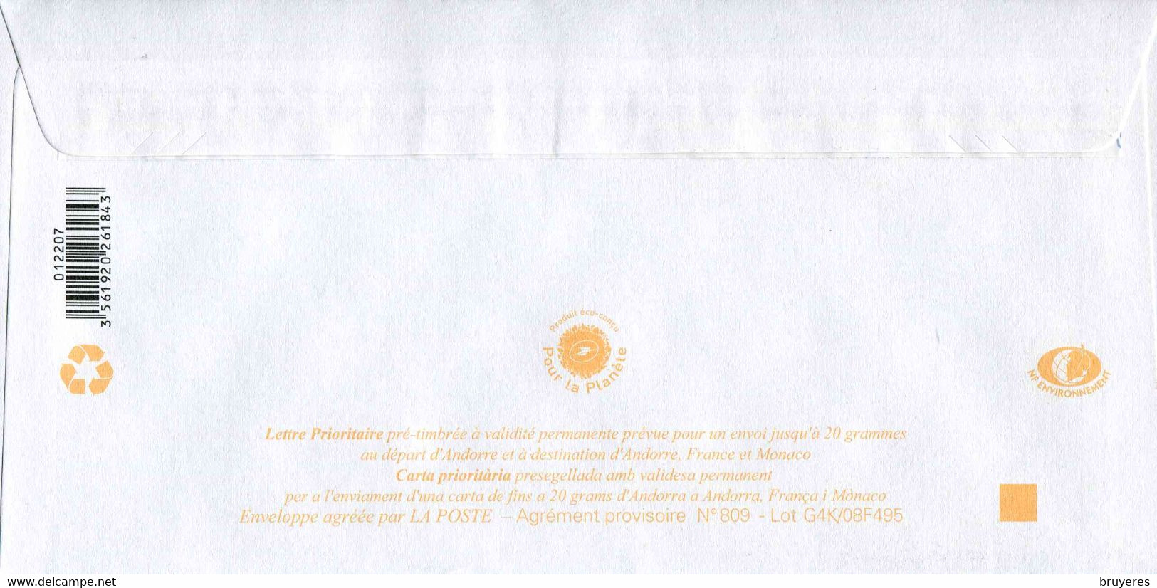 PAP D'ANDORRE Avec  Timbre "ARMOIRIES - Phil@poste - Lettre Prioritaire" Et Illust. "HOTEL Os De Civis" - Entiers Postaux & Prêts-à-poster