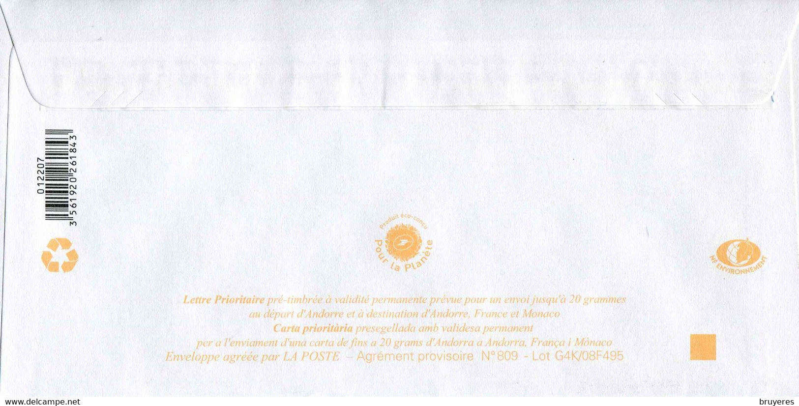PAP D'ANDORRE Avec  Timbre "ARMOIRIES - Phil@poste - Lettre Prioritaire" Et Illust. "HOTEL Os De Civis" - Stamped Stationery & Prêts-à-poster