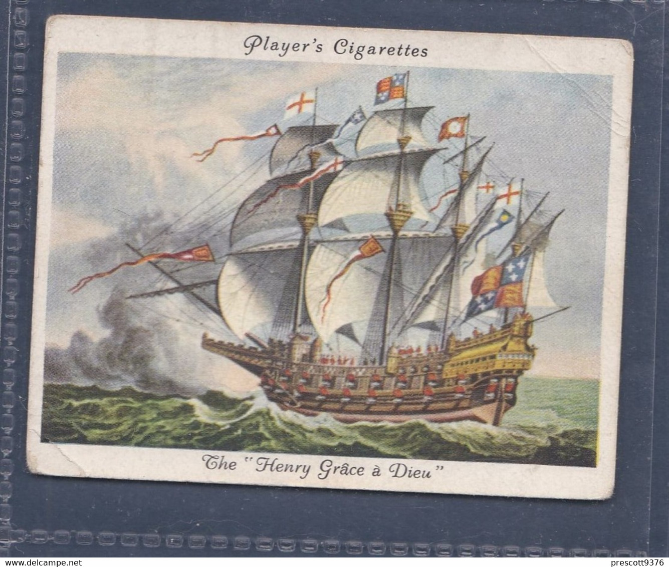 Old Naval Prints 1936  - 1 "Henry Grace A Dieu" Great Harry  - Original Players Cigarette Card - L Size 6x8cm - Phillips / BDV