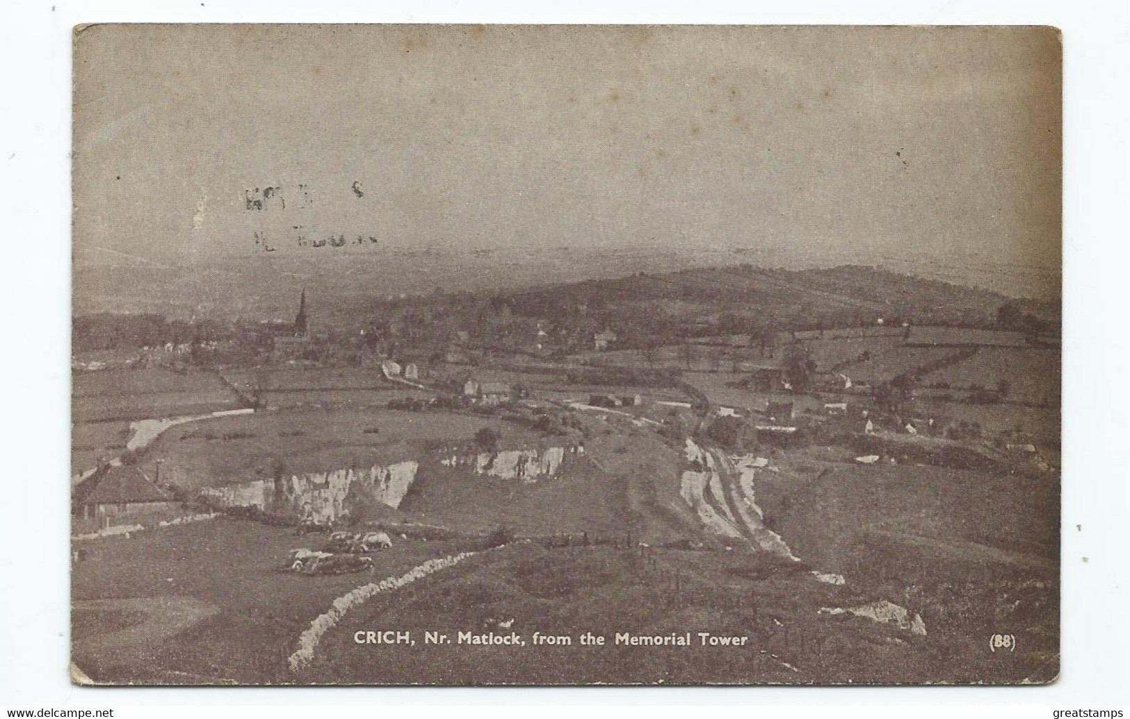 Postcard Derbyshire Critch . Nr Matlock The Memorial Tower Posted 1951  Age Toned - Derbyshire