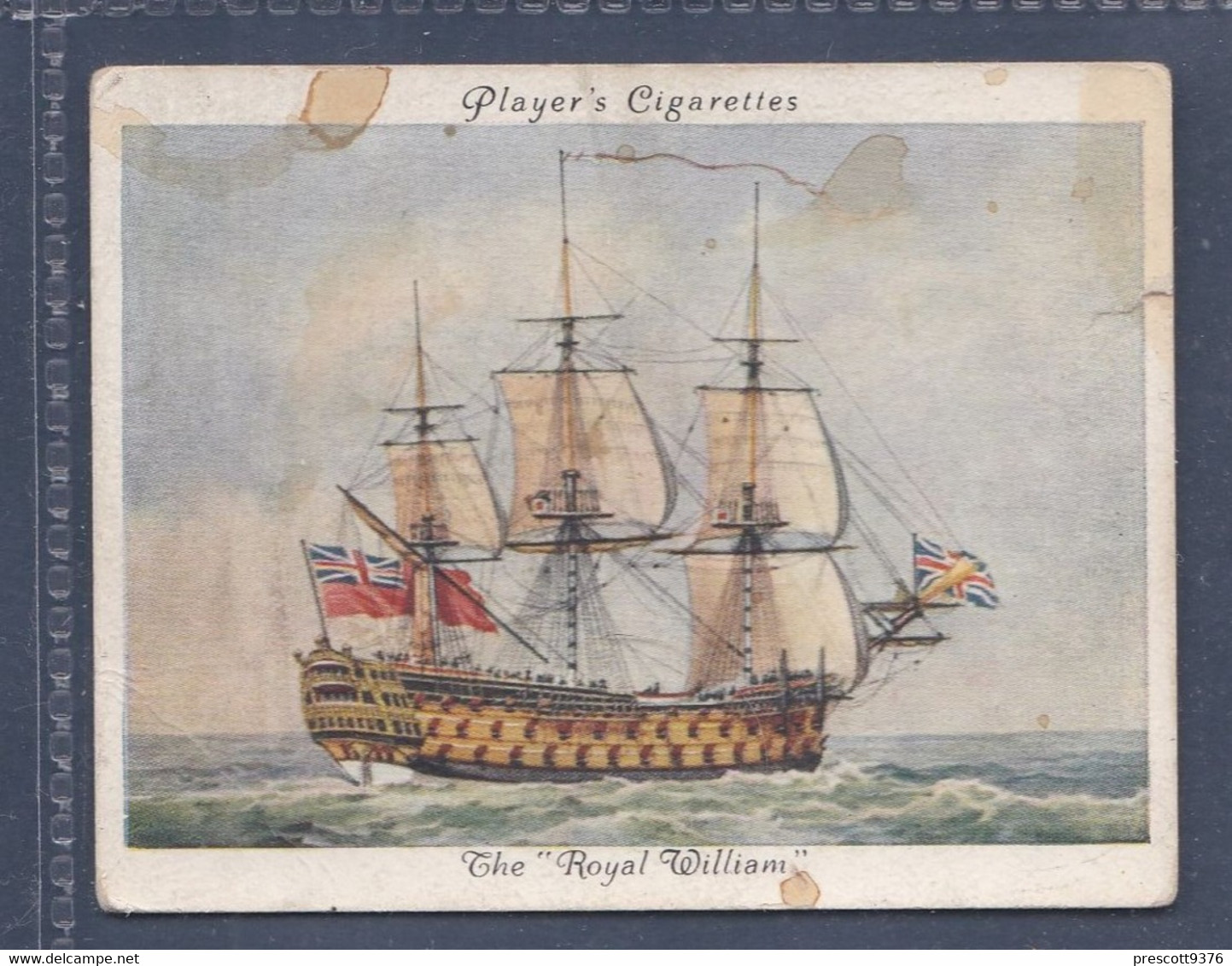 Old Naval Prints 1936  -  3 The "Royal William" - Original Players Cigarette Card - L Size 6x8cm - Phillips / BDV