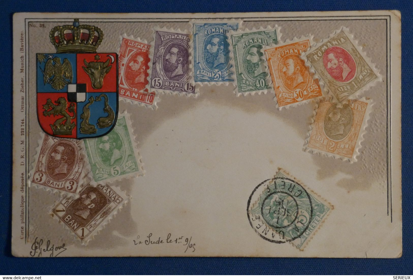 AM12 CRETE  (ROUMANIE ) BELLE CARTE RARE  1905 POUR LEZARDRIEUX FRANCE ++ AFFRANCH. .INTERESSANT - Kreta