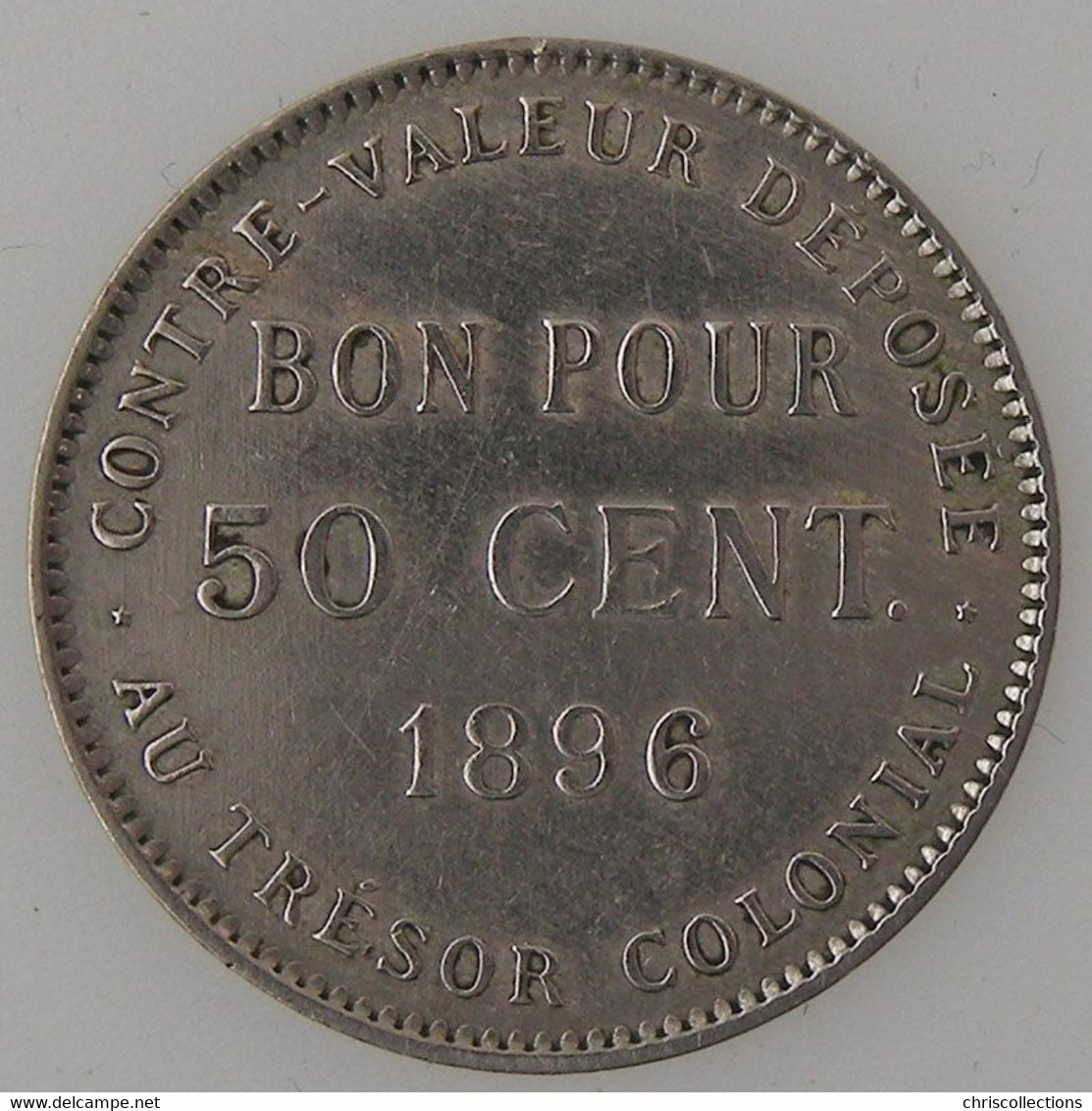 Réunion, Bon Pour 50 Cent 1896, TTB/TTB, KM# 4 - Riunione