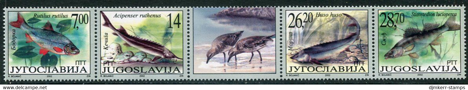 YUGOSLAVIA 2002 Danube Fish Strip MNH / **.  Michel 3072-75 - Unused Stamps