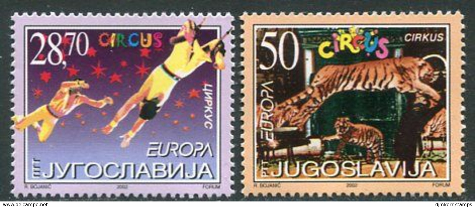 YUGOSLAVIA 2002 Europa: Circus MNH / **.  Michel 3076-77 - Unused Stamps