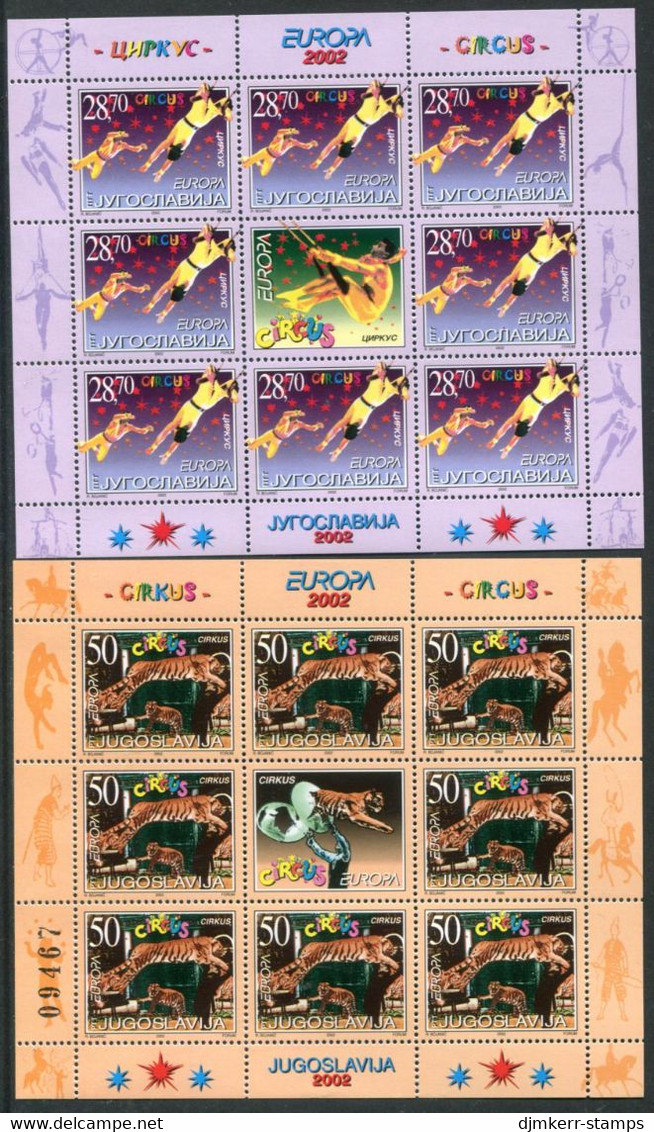 YUGOSLAVIA 2002 Europa: Circus Sheetlets MNH / **.  Michel 3076-77 Kb - Neufs