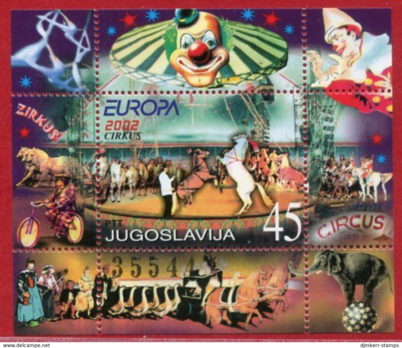 YUGOSLAVIA 2002 Europa: Circus Block MNH / **.  Michel Block 53 - Blocks & Kleinbögen