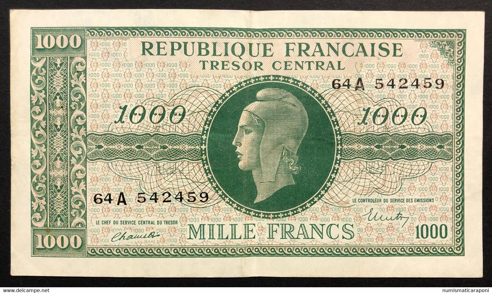 Francia  France 1000 Francs 1944 (WW II) Pick#107 Lotto.3669 - 1 000 F 1940-1944 ''Commerce Et Industrie''