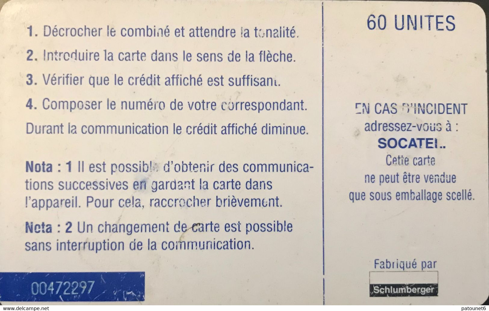 CENTRAFRICAINE (République)  -  Phonecard  -  SOCATEL 60 Unités  -  SC 7 - Centraal-Afrikaanse Republiek