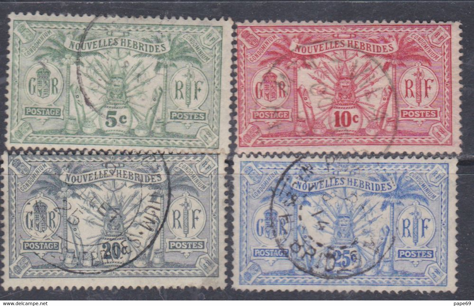 Nouvelles Hébrides N° 27 / 30 O Partie De Série : Les 4 Valeurs Légende Française, Oblitérées, TB - Used Stamps