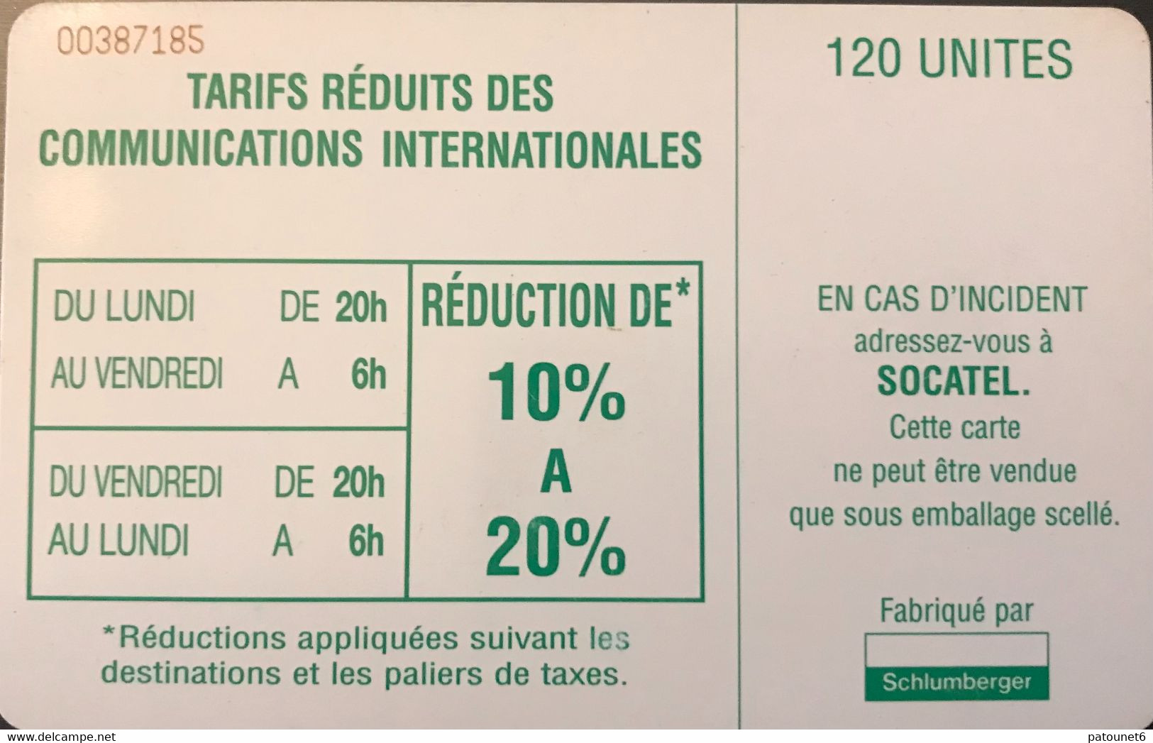 CENTRAFRICAINE (République)  -  Phonecard  -  SOCATEL 120 Unités  -  SC 7 - Centrafricaine (République)