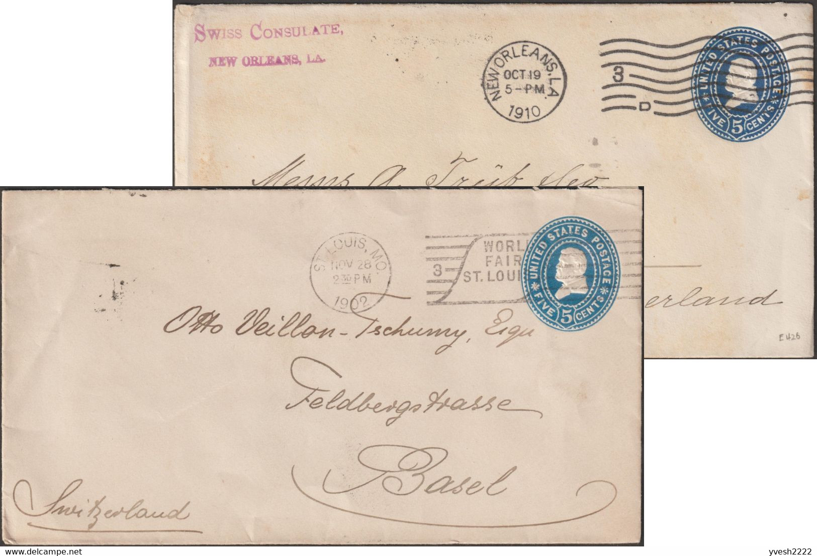 USA 1902 Et 1910. Entier Postal à 5 C Grant (U377). 2 Couleurs De Timbres - 1901-20