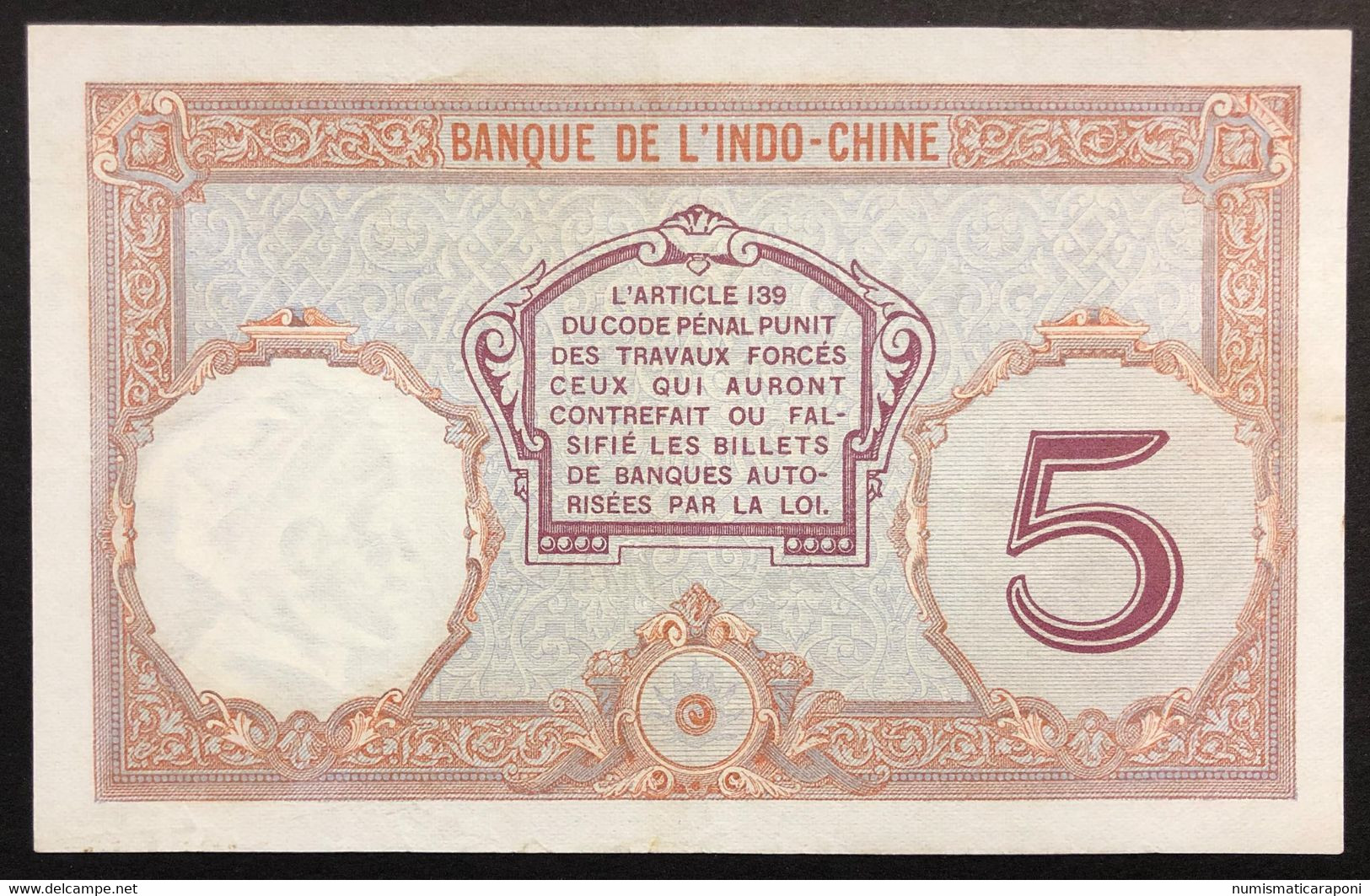 Banque De L'indo-chine Tahiti Papete 1927 5 Francs Pick#11b Spl+  LOTTO 3692 - Altri – Oceania
