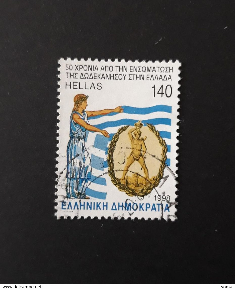 N° 1953       Hellas Avec Drapeau Et Colosse De Rhodes - Gebraucht