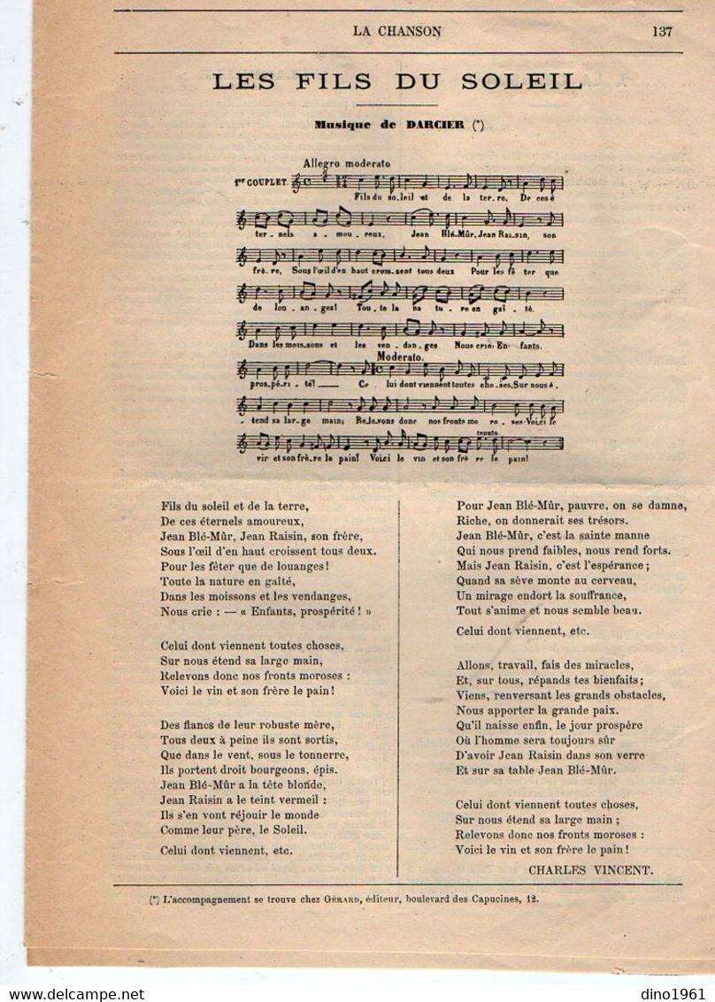 VP18.980 - PARIS 1879 - ¨ LA CHANSON ¨ Revue Bi - Mensuelle - La Statue De BERANGER ( Ami De Victor HUGO ) - Revues Anciennes - Avant 1900