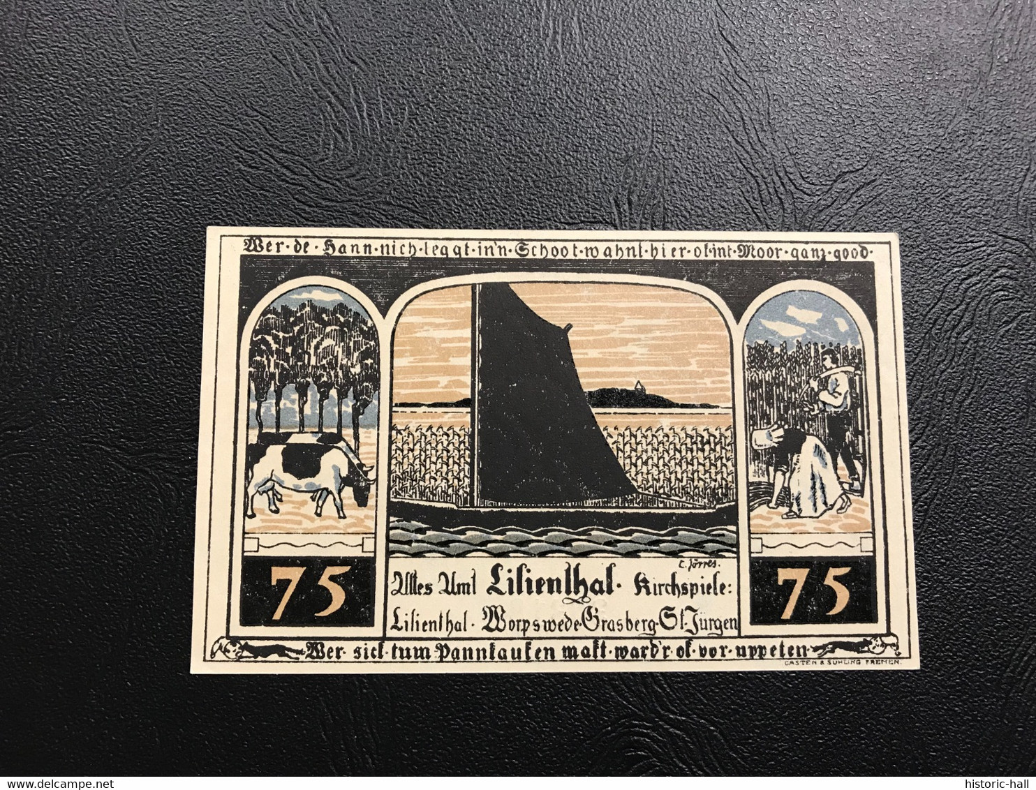 Notgeld - Billet Necéssité Allemagne - 75 Pfennig - Lilienthal « Armoiries» 15 Mars 1921 Serie E - Zonder Classificatie