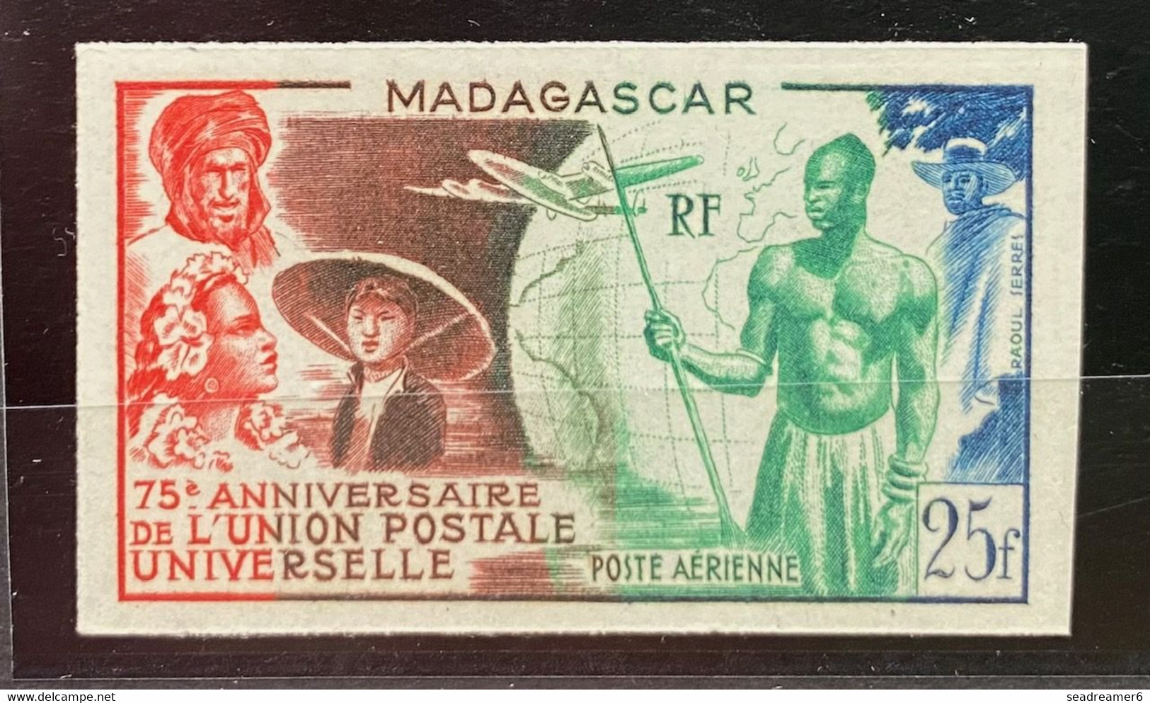 France Colonies Françaises Madagascar Poste Aérienne N°72** Non Dentelé 75e Anniversaire De L'UPU TTB - Nuovi