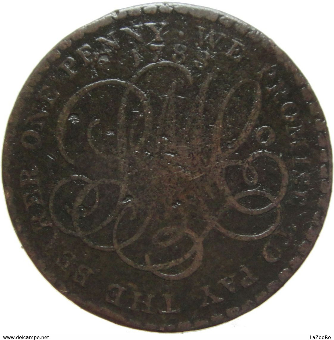 LaZooRo: Great Britain Druid 1 Penny 1788 F - Buitenlandse Handel, Proeven, Tweede Merken