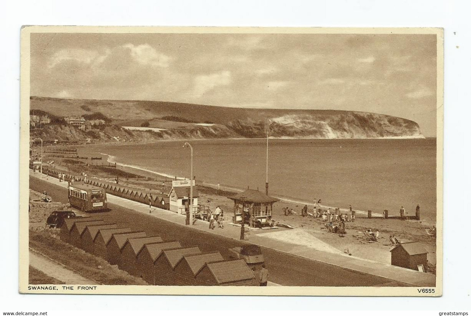 Dorset   Postcard Swanage Sea Front Posted 1955 No Stamp - Swanage