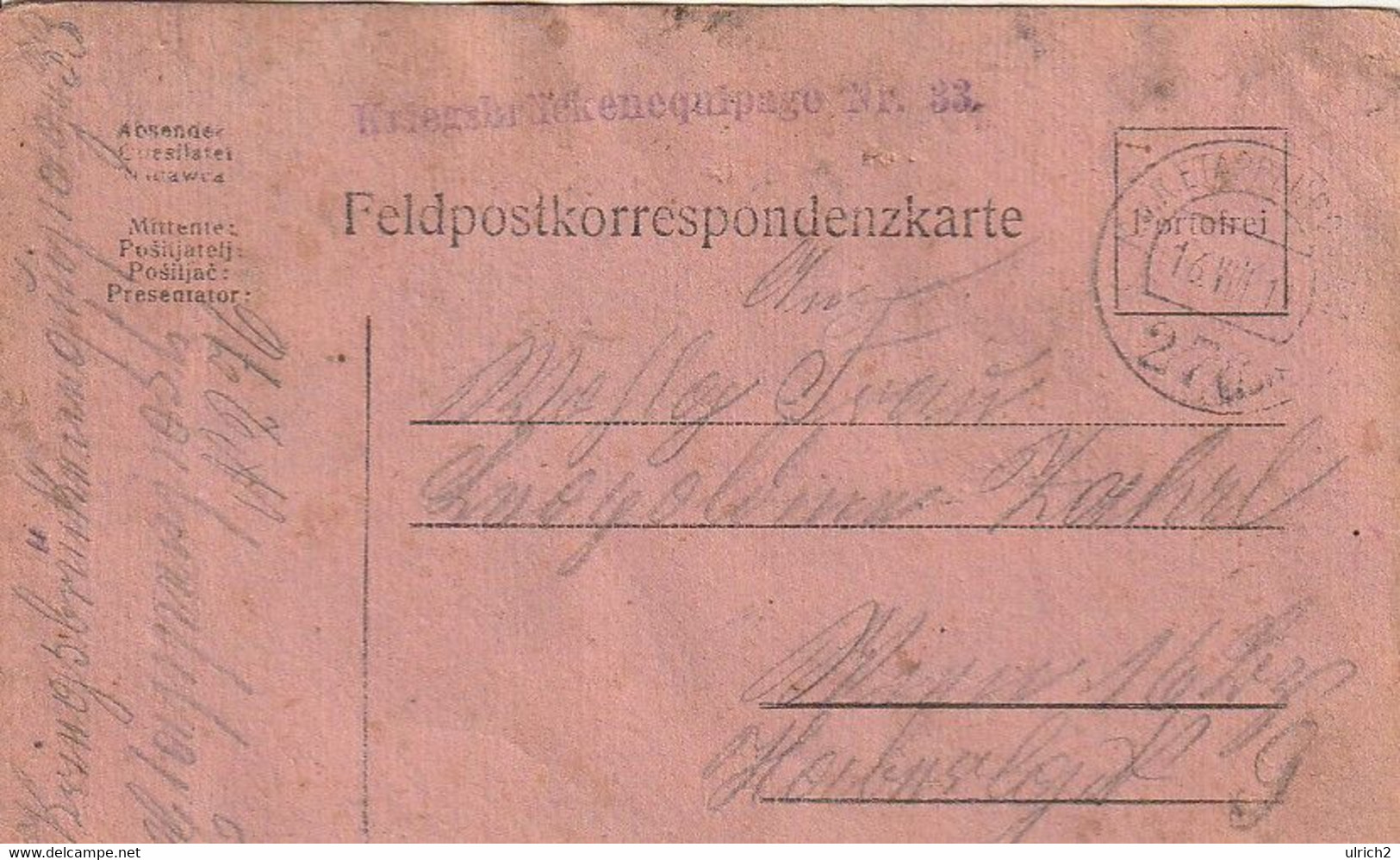 Feldpostkarte - Kriegsbrückenequipage Nr. 33 - 1917  (58966) - Lettres & Documents