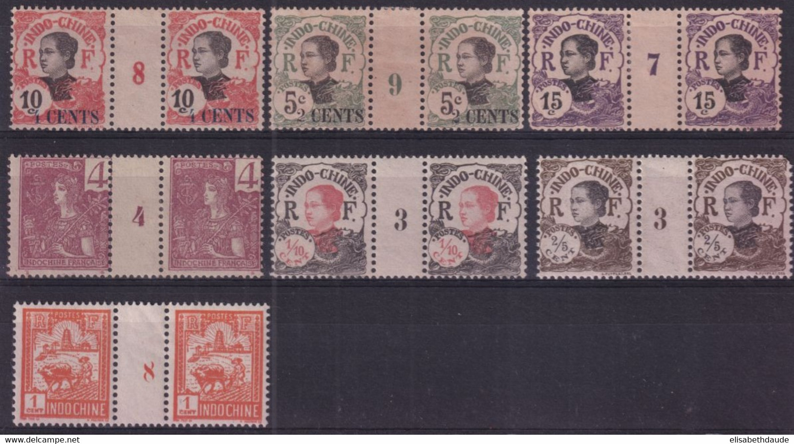 INDOCHINE - MILLESIMES - YVERT N°26 (*) + N°46 (*) + N°75/76 (*) + N°96 ET 98 ** MNH + N°127 ** MNH - COTE = 147 EUR - Unused Stamps