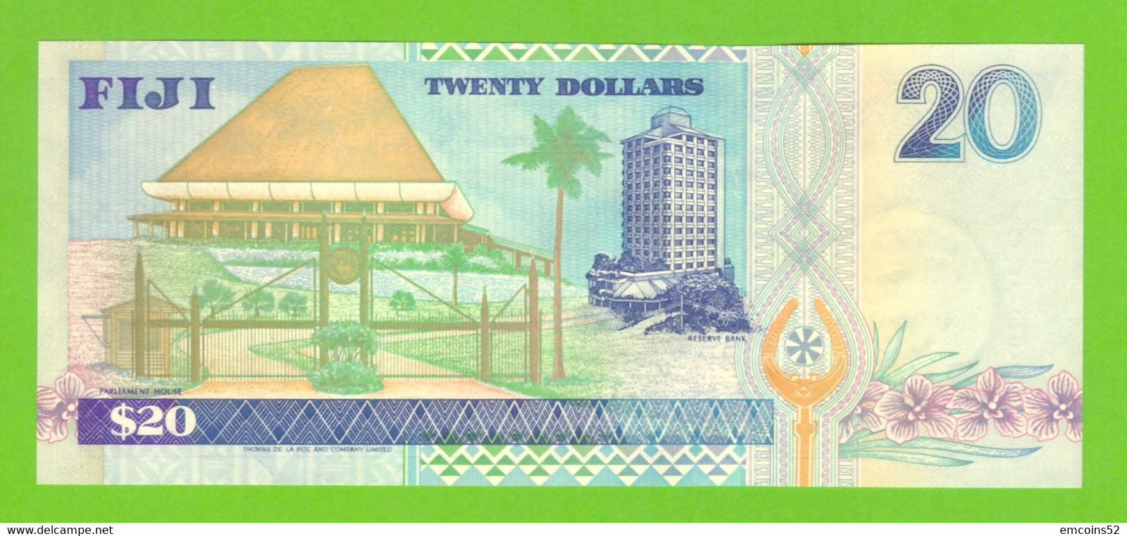 FIJI 20 DOLLARS 1996  P-99a UNC  NUMBER X000355 - Figi