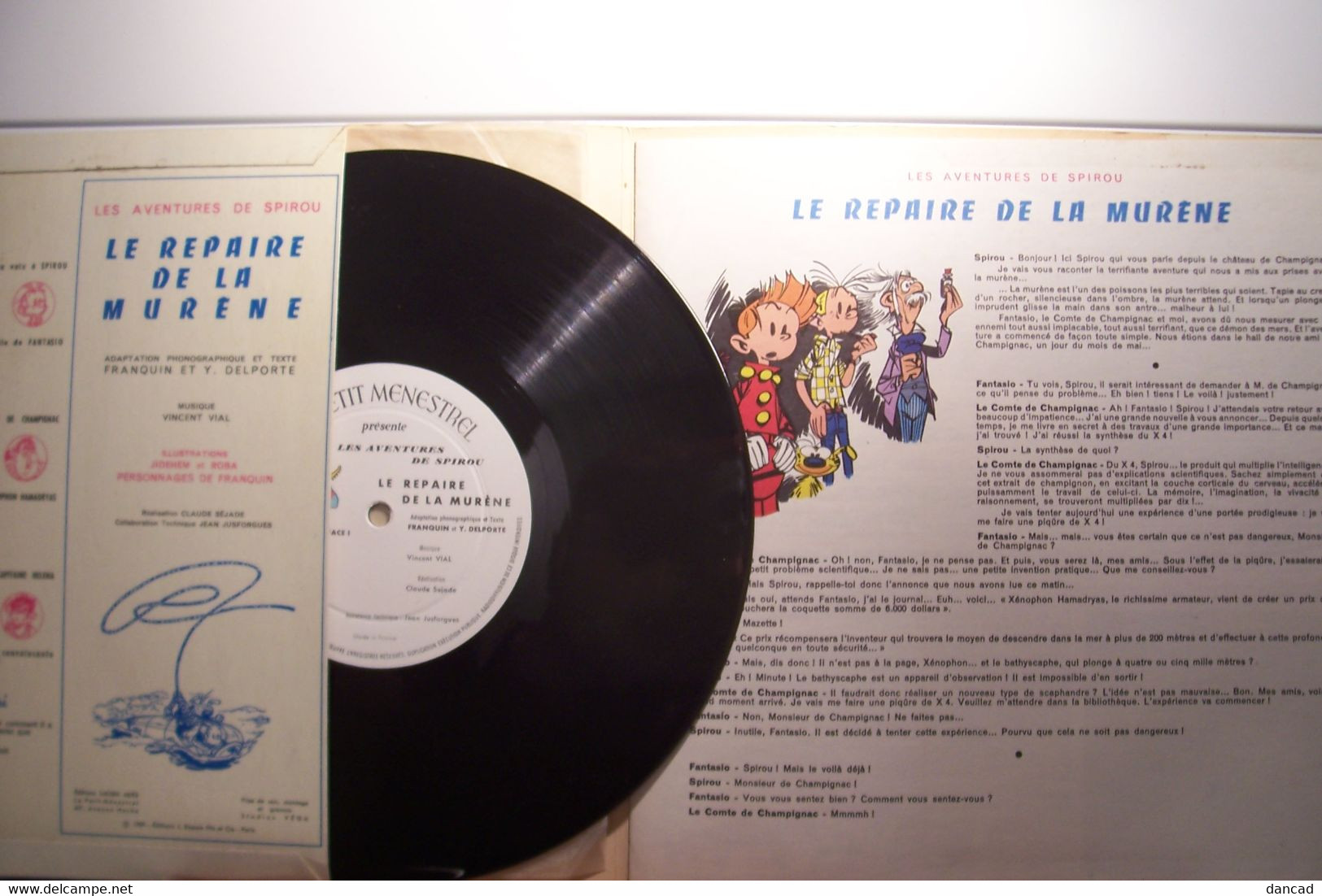 DISQUE  VINYLE -" SPIROU  Le Repaire De La Murene " - 33 Tours - 25 Cm - ( Année 1959)  ( Pas De Reflet Sur L'original ) - Bambini