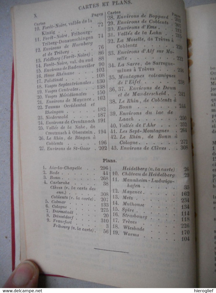 K. BAEDEKER - LES BORDS DU RHIN de nla frontière Suisse à la frontière Hollande - MANUEL DU VOYAGE 43 cartes