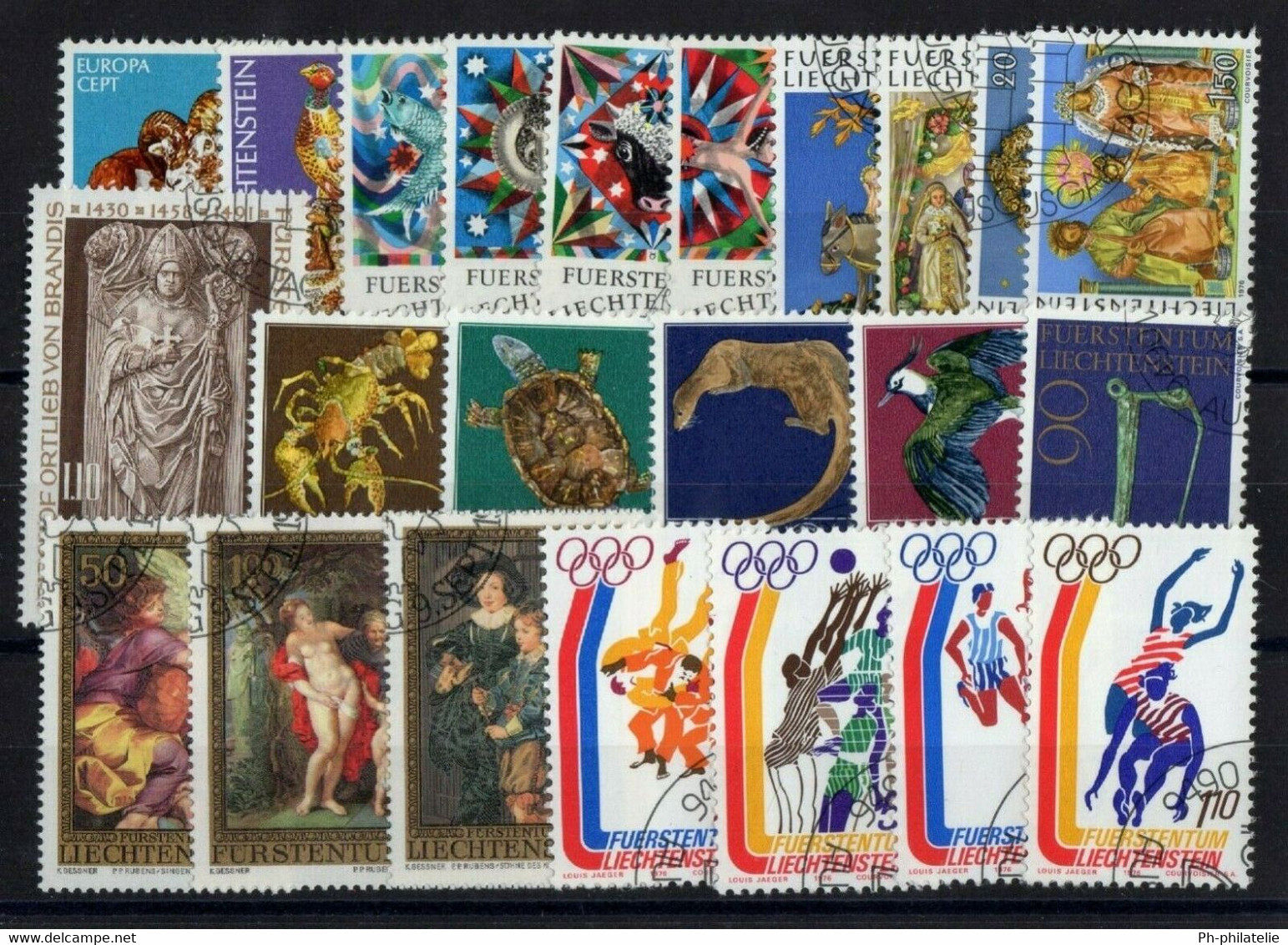 LIECHTENSTEIN: ANNEE COMPLETE 1976 DE 23 TIMBRES OBLIT N°585/607 - Oblitérés