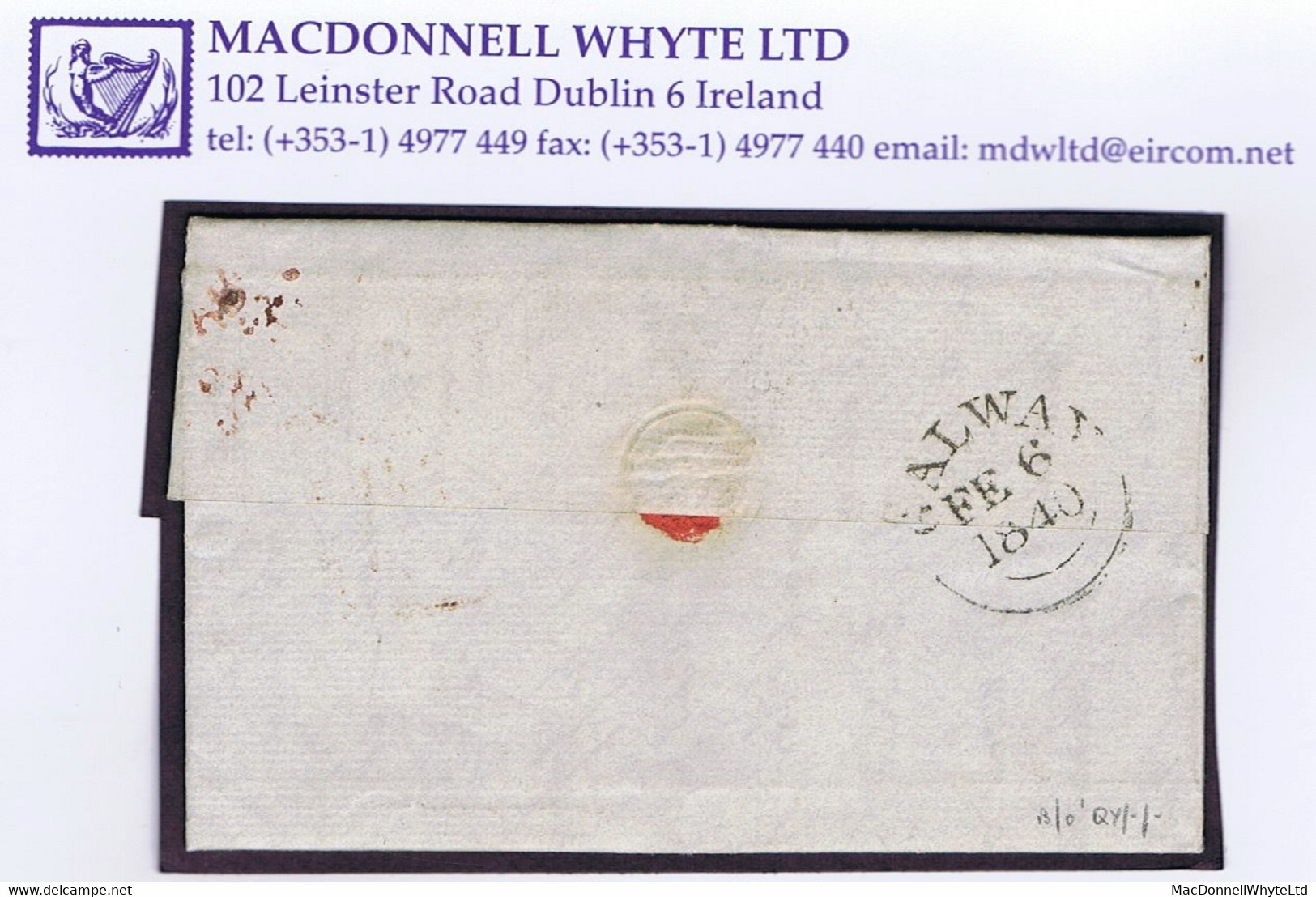 Ireland Galway Uniform Penny Post 1840 Boxed PAID AT/GALWAY On Letter To Aberdeen - Prephilately