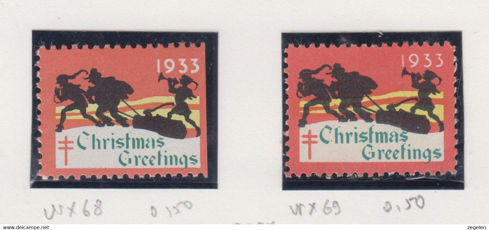 Verenigde Staten Kerstvignet Scott-cat. Jaar 1933 CS27 WX68+69 - Ohne Zuordnung