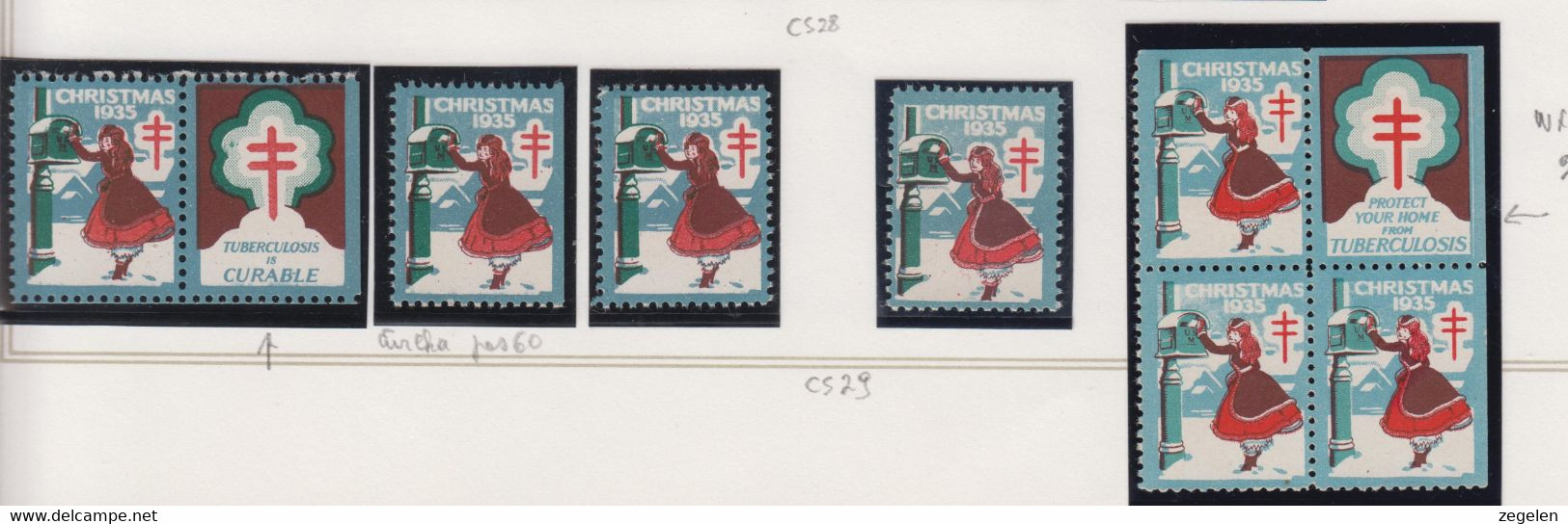 Verenigde Staten Kerstvignet Scott-cat. Jaar 1935 CS29 WX76/77 1 Printermark/drukkenmerk + 2 Versch.vignetten - Ohne Zuordnung
