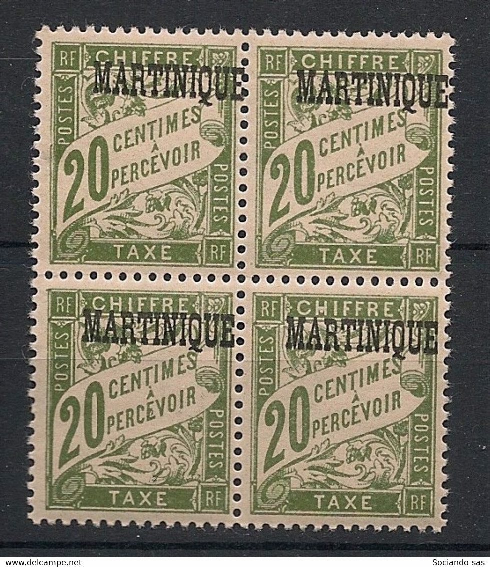 MARTINIQUE - 1927 - Taxe TT N°Yv. 3 - Type Duval 20c Olive - Bloc De 4 - Neuf Luxe ** / MNH / Postfrisch - Postage Due