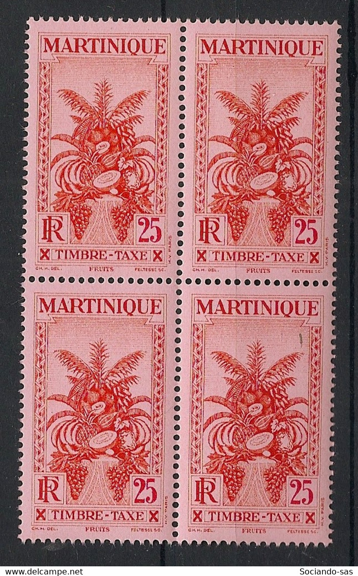 MARTINIQUE - 1933 - Taxe TT N°Yv. 15 - 25c Rouge - Bloc De 4 - Neuf Luxe ** / MNH / Postfrisch - Strafport